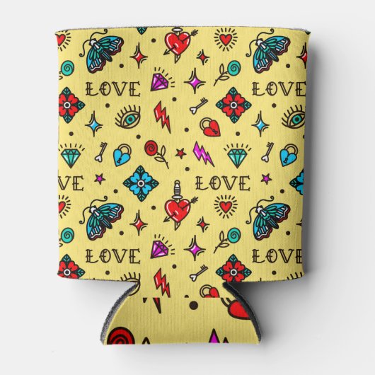 Old School Tattoo Love Pattern Blikjeskoeler (Voorkant)