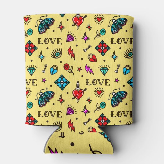 Old School Tattoo Love Pattern Blikjeskoeler (Achterkant)