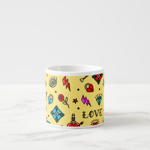 Old School Tattoo Love Pattern Espresso Kop