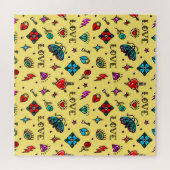 Old School Tattoo Love Pattern Legpuzzel (Horizontaal)