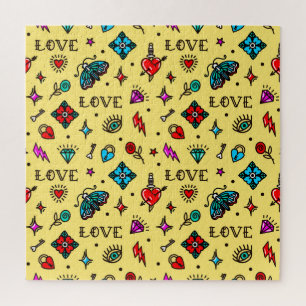 Old School Tattoo Love Pattern Legpuzzel