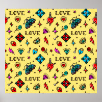 Old School Tattoo Love Pattern