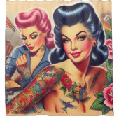  old school Tattoo meisjes Douchegordijn (Voorkant)
