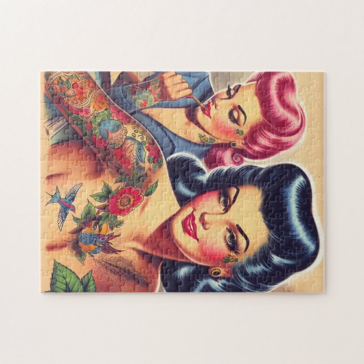  old school Tattoo meisjes Legpuzzel (Horizontaal)