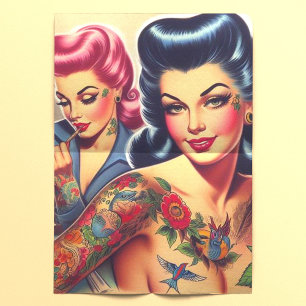 old school Tattoo meisjes Tissuepapier