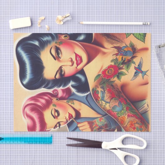  old school Tattoo meisjes Tissuepapier (Craft)
