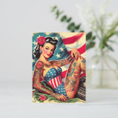 Old School Tattoo Pin Up Briefkaart (Staand voorkant)