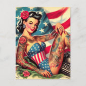 Old School Tattoo Pin Up Briefkaart (Voorkant)
