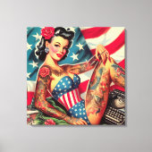 Old School Tattoo Pin Up Canvas Afdruk (Voorkant)