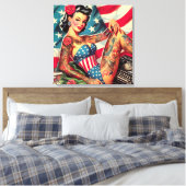 Old School Tattoo Pin Up Canvas Afdruk (Insitu (Slaapkamer))