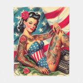 Old School Tattoo Pin Up Fleece Deken (Voorkant)