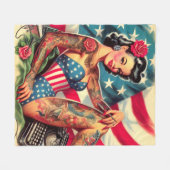 Old School Tattoo Pin Up Fleece Deken (Voorkant (Horizontaal))