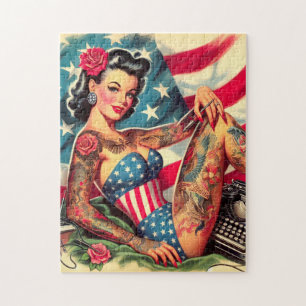  Old School Tattoo Pin Up Legpuzzel