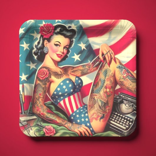 Old School Tattoo Pin Up Papieren Bordje