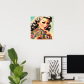 Old School Tattoo Pin-up Poster (Thuiskantoor)