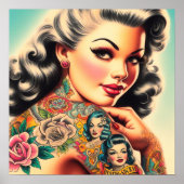 Old School Tattoo Pin-up Poster (Voorkant)