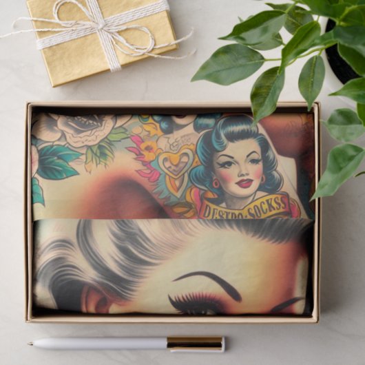 Old School Tattoo Pin-up Tissuepapier (Geschenk)