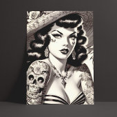 Old School Tattoo Pinup Briefkaart