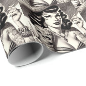 Old School Tattoo Pinup Cadeaupapier (Rol Hoek)