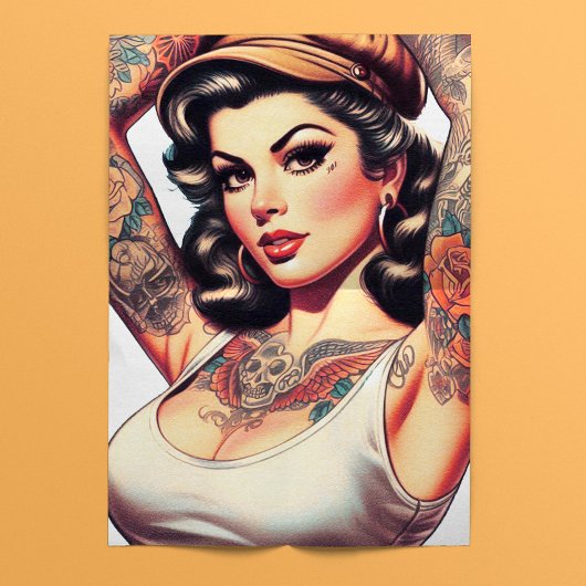 Old School Tattoo Pinup Tissuepapier