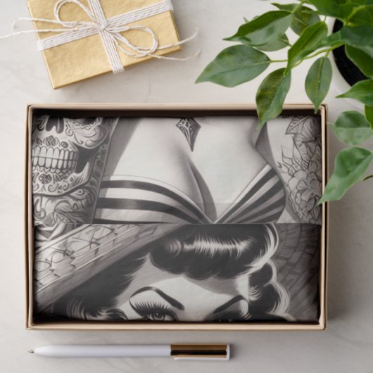 Old School Tattoo Pinup Tissuepapier (Geschenk)