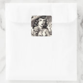 Old School Tattoo Pinup Vierkante Sticker (Tas)