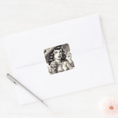 Old School Tattoo Pinup Vierkante Sticker (Envelop)