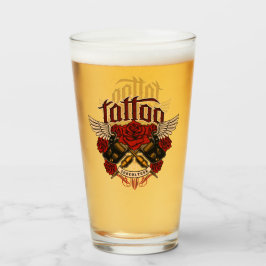 Old School Tattoo Subcultuur Rozen Knokkels Bier Glas
