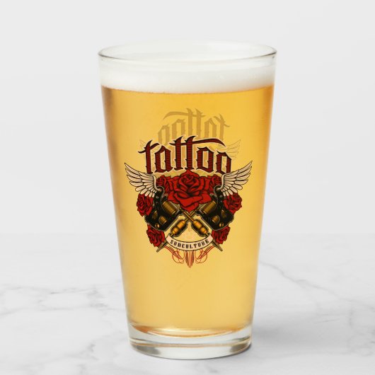 Old School Tattoo Subcultuur Rozen Knokkels Bier Glas (Achterkant gevuld)