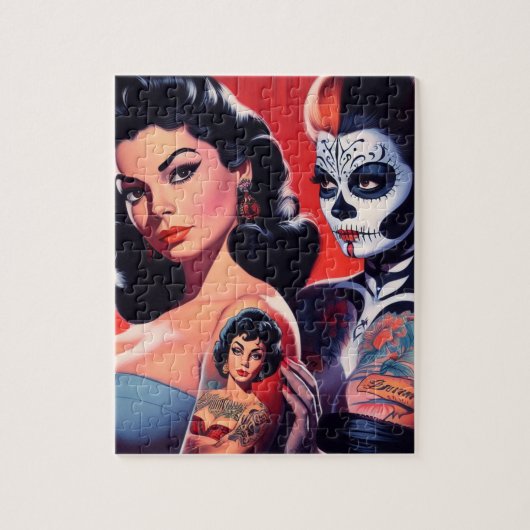 Old School Tattooed Pin-ups Legpuzzel (Verticaal)