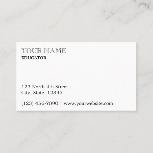  "Old School" Teacher Sjabloon Visitekaartje (Achterkant)