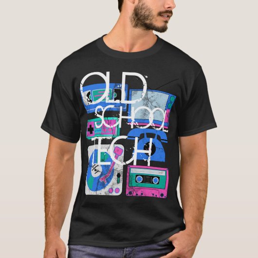 Old School Tech, Black 80s T-Shirts (Voorkant)