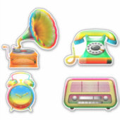 Old school tie dye  retro telefoonrecord sticker (Voorkant)