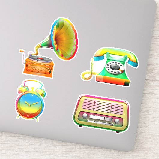 Old school tie dye  retro telefoonrecord sticker (Detail)