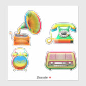 Old school tie dye  retro telefoonrecord sticker (Vel)