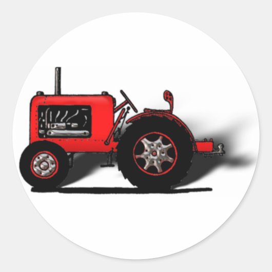 Old School Tractor Ronde Sticker (Voorkant)