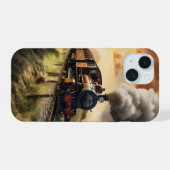 old-school trein iPhone 15 case (Achterkant horizontaal)