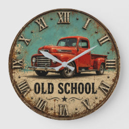 Old School Vintage Red Pickup Truck Rustic Grote Klok