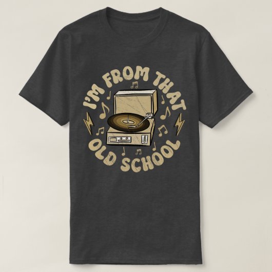 Old School Vinyl platenspeler T-shirt (Design voorkant)