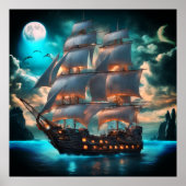 Old Schooner Sailing Ship Poster (Voorkant)