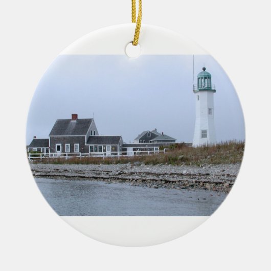 Old Scituate Lighthouse Massachusetts Keramisch Ornament (Voorkant)