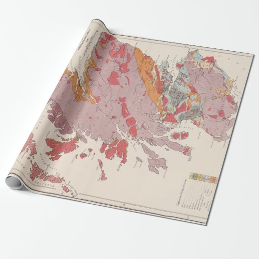 Old Scotland Geology Map (1881) Cadeaupapier (Uitgerold)