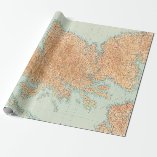 Old Scotland Map (1912) Scottish Atlas Cadeaupapier (Uitgerold)