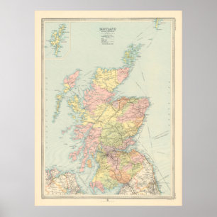 Old Scotland Map (1912)  Scottish Atlas Poster
