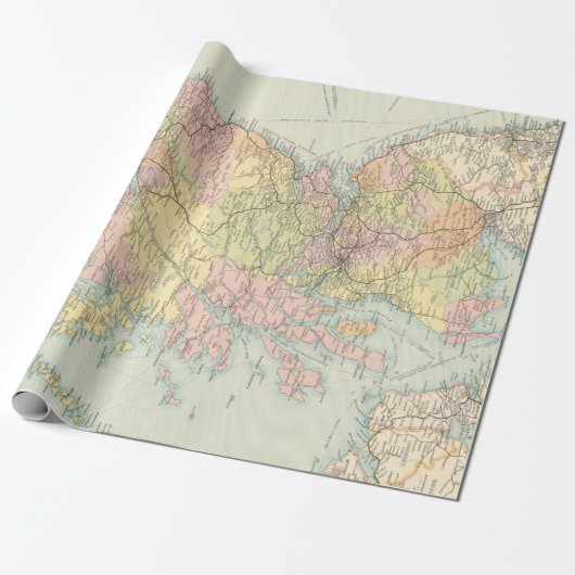 Old Scotland Map (1912) Wrapping Paper Cadeaupapier (Uitgerold)