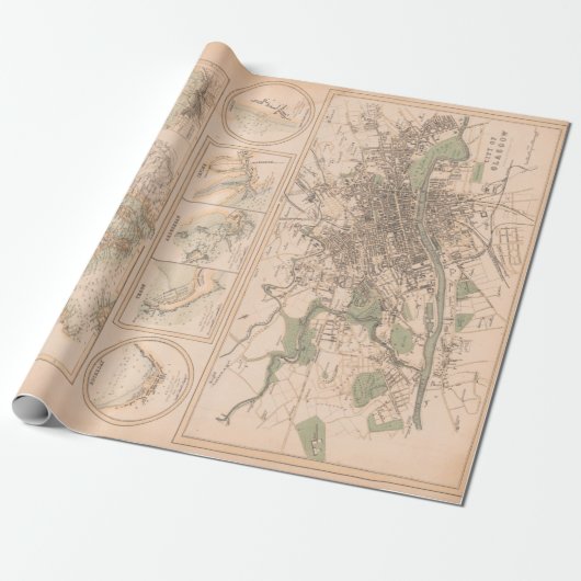 Old Scotland West Coast & Cities Map (1872) Cadeaupapier (Uitgerold)