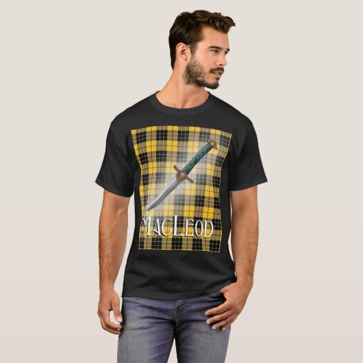 Old Scottish Clan MacLeod Tartan Design T-shirt (Voorkant volledig)