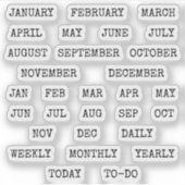 Old Script Monthly  Index Tabs Tab Binder Divider Sticker (Voorkant)