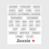 Old Script Monthly  Index Tabs Tab Binder Divider Sticker (Vel)