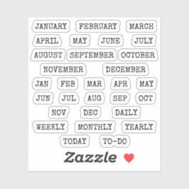 Old Script Monthly  Index Tabs Tab Binder Divider Sticker